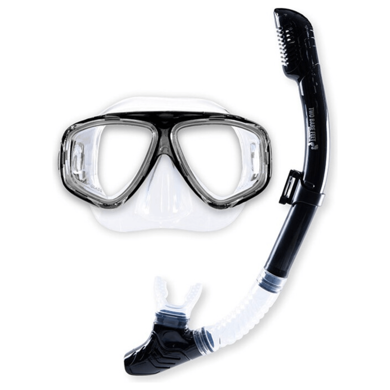 Two Bare Feet Tidal Series Silicone Dry Top Snorkel & Mask Black
