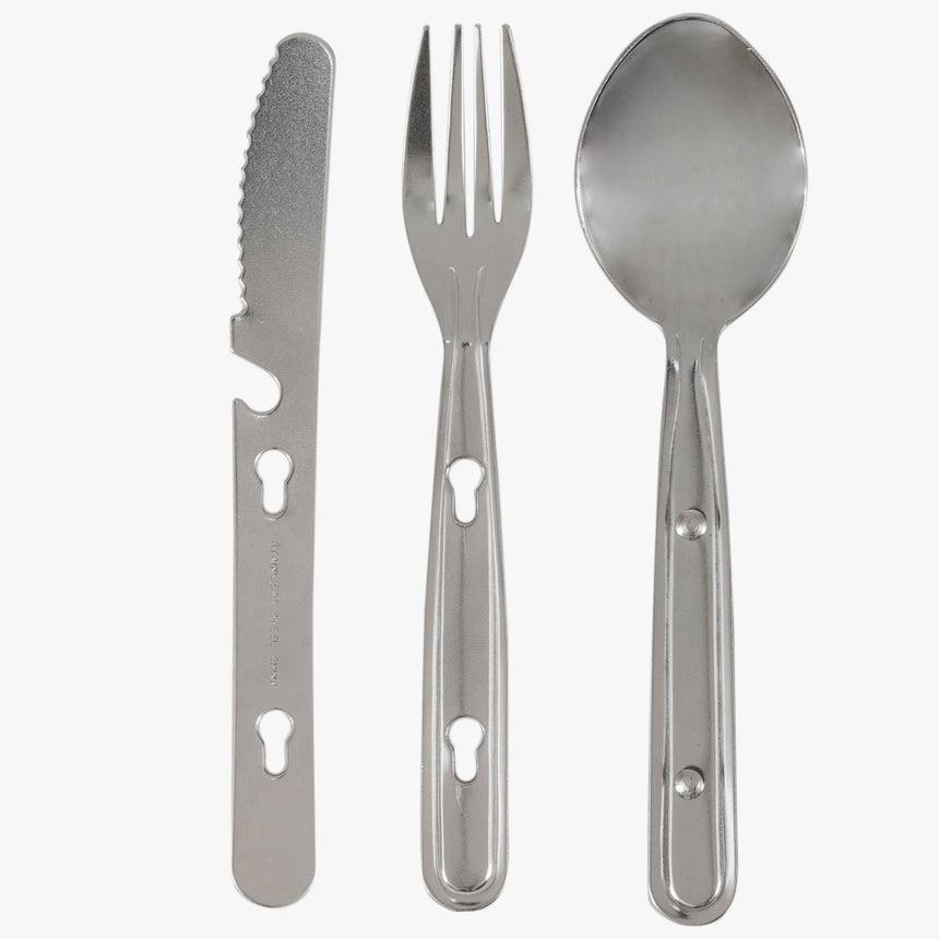 Highlander Knife, Fork, Spoon Clip Set – Stainless Steel Camping Cutlery