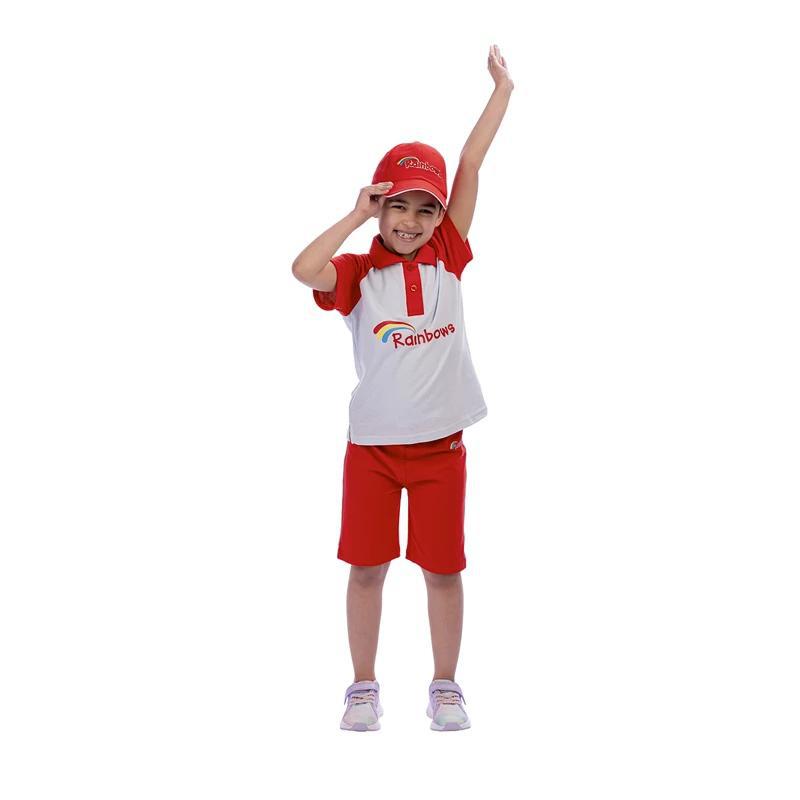 Rainbow Polo Girl's Shirt Red/Sky Medium