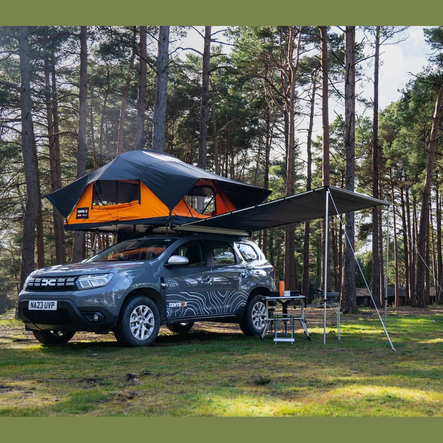 TentBox Side Awning Set (Universal Brackets) 2023 Update: Enhanced materials and a more durable design for the moving parts. The TentBox Side Awning is the ideal addition to your camp, providing shelter from both rain and sun. With its simple, sturdy cons