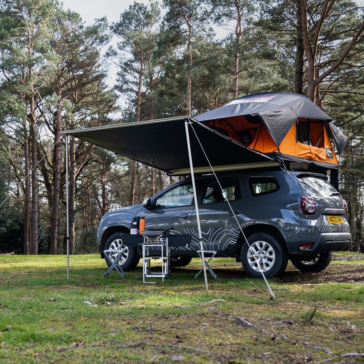 TentBox Side Awning Set (Universal Brackets) 2023 Update: Enhanced materials and a more durable design for the moving parts. The TentBox Side Awning is the ideal addition to your camp, providing shelter from both rain and sun. With its simple, sturdy cons