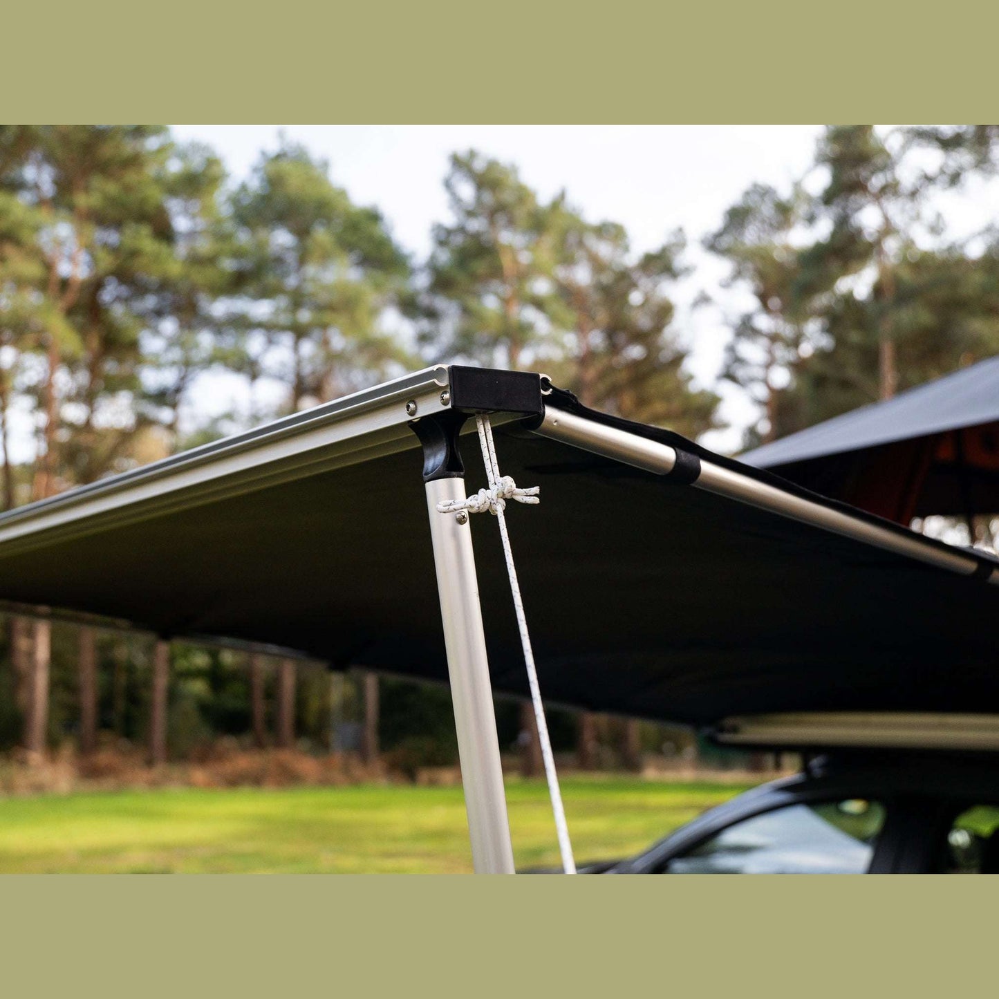 TentBox Side Awning Set (Universal Brackets) 2023 Update: Enhanced materials and a more durable design for the moving parts. The TentBox Side Awning is the ideal addition to your camp, providing shelter from both rain and sun. With its simple, sturdy cons
