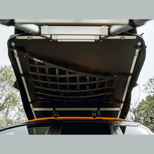 Lite XL Storage Web (Lite XL) Attach this storage web beneath your TentBox Lite XL using the included clips. It’s ideal for drying clothes, storing gear, or hanging lights. Once installed, it can remain in place even when you pack down your TentBox. Compa