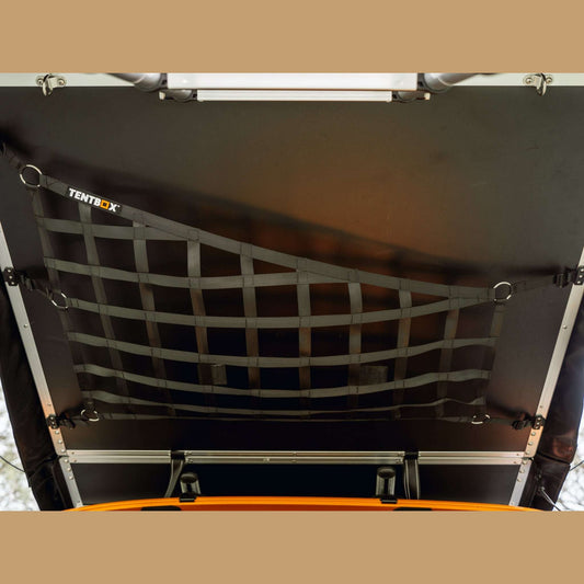 Lite XL Storage Web (Lite XL) Attach this storage web beneath your TentBox Lite XL using the included clips. It’s ideal for drying clothes, storing gear, or hanging lights. Once installed, it can remain in place even when you pack down your TentBox. Compa