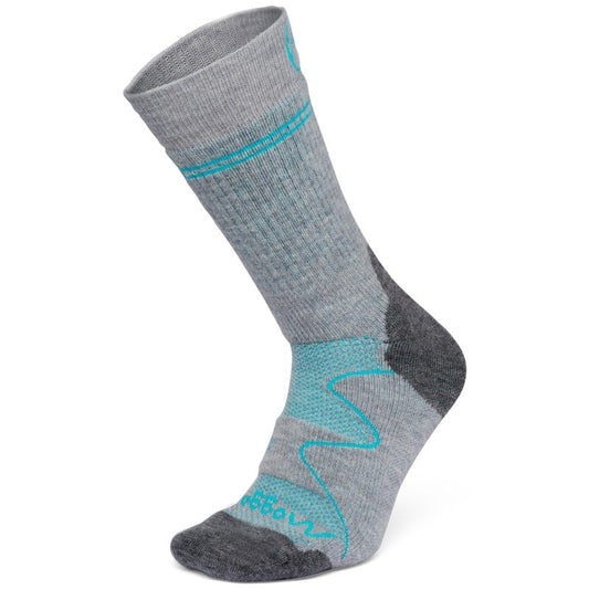 Moggans, Full Cushion, Merino, Crew Socks, Grey and Teal