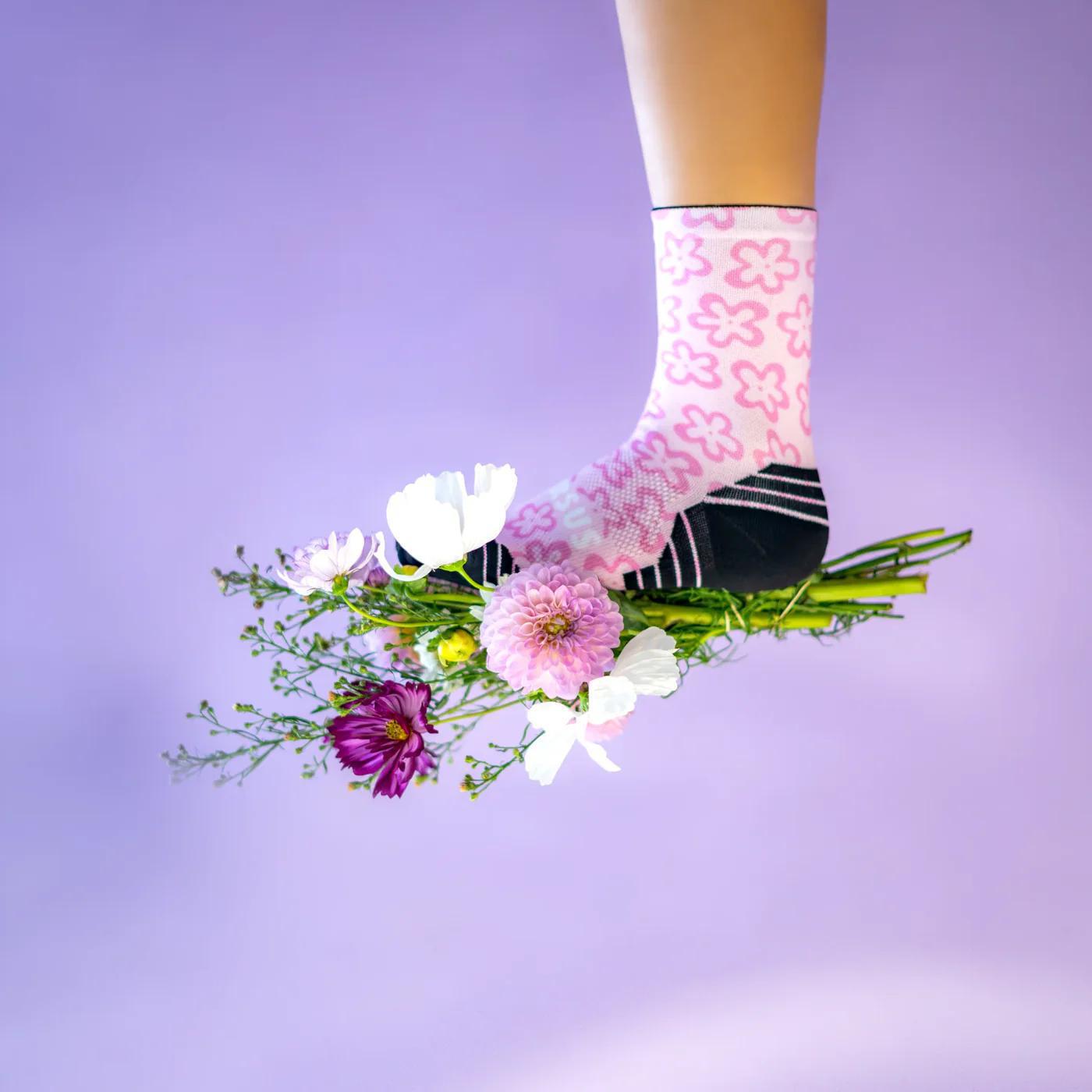 Versus Pink Flower Active Crew Socks