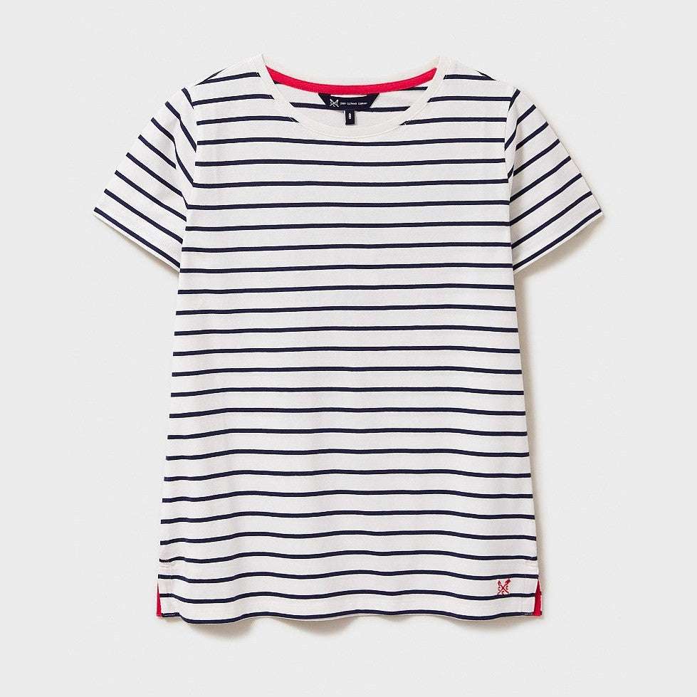Crew Breton T-Shirt White/Navy