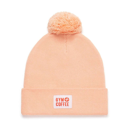 Knit Bobble Beanie in Sunrise Peach