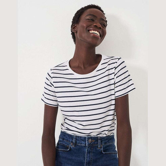 Crew Breton T-Shirt White/Navy