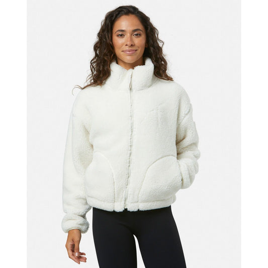 Industry Fleece High Collar Jacket in Cloud White