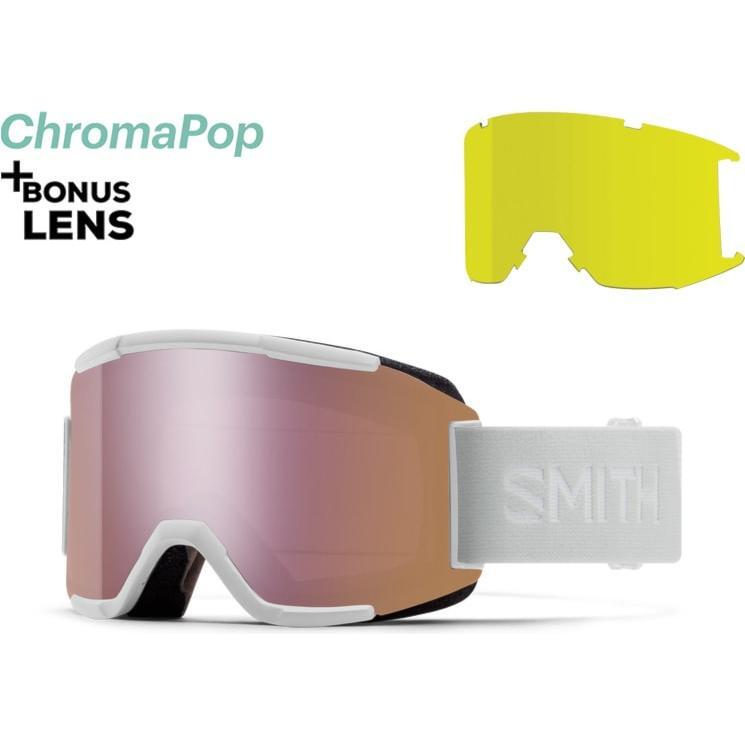 Smith Optics Squad White Goggles with ChromaPop Rose Gold Mirror/yellow
