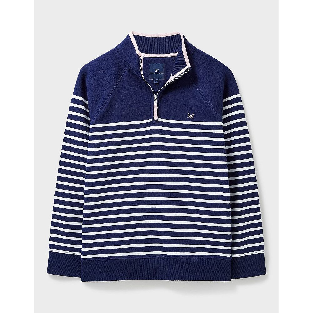 Crew Half Zip Sweat Navy/White Stripe