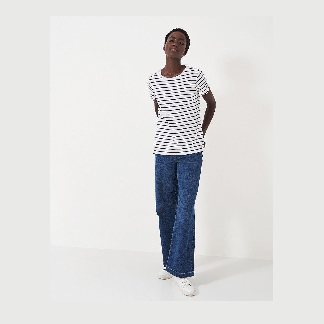 Crew Breton T-Shirt White/Navy