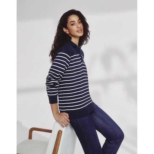 Crew Sandy Sweat With Collar Dark/Navy/White