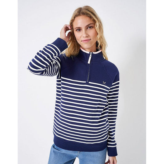 Crew Half Zip Sweat Navy/White Stripe