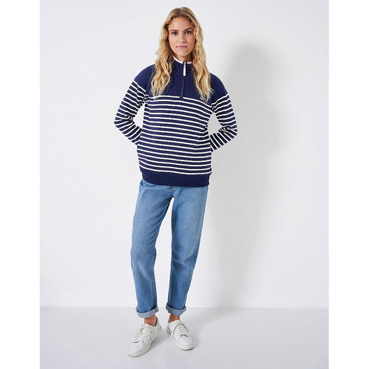 Crew Half Zip Sweat Navy/White Stripe