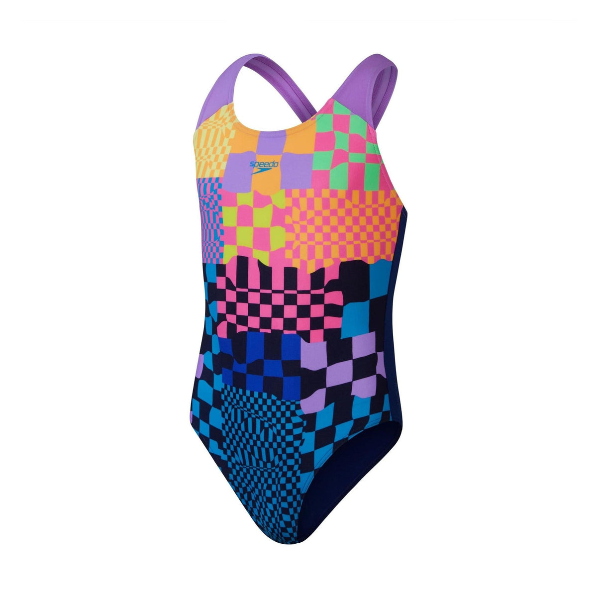 Speedo Girls Swimming Costume Swimsuit Splashback Navy, Purple, Pink, Yellow 13-14 Years