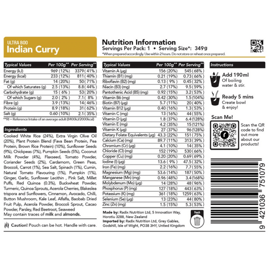 Indian Curry Meal - Ultra - 800kcal