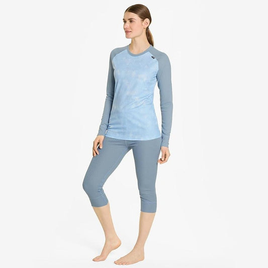 Ziener Jesina Women’s Winter Sports Top – Performance Layer, Blue Stripe / Frozen Blue UK 10 / EU 38