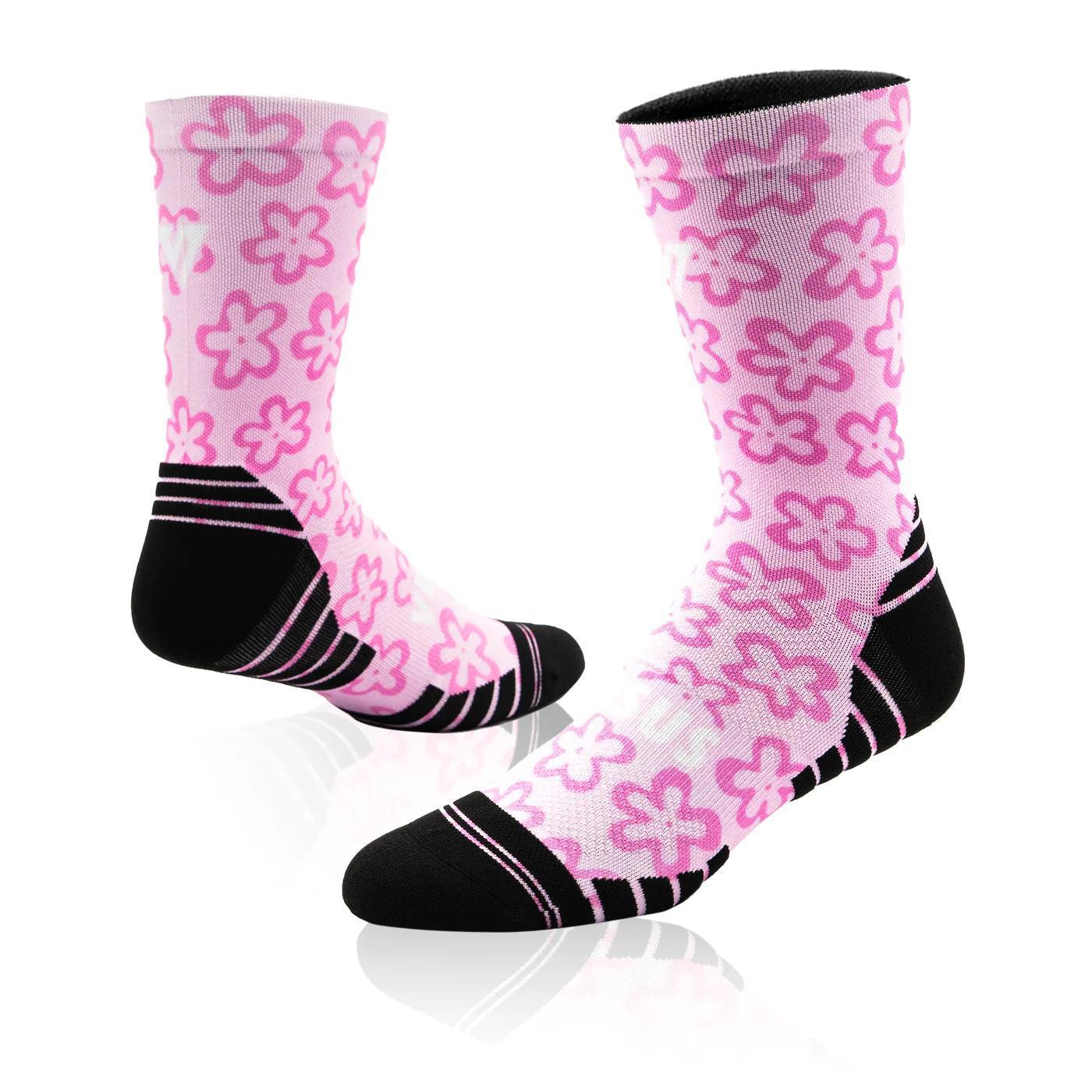 Versus Pink Flower Active Crew Socks