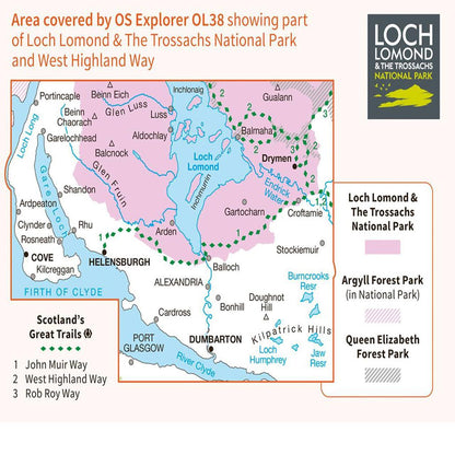 Ordnance Survey Map of Loch Lomond South: Explorer OL38