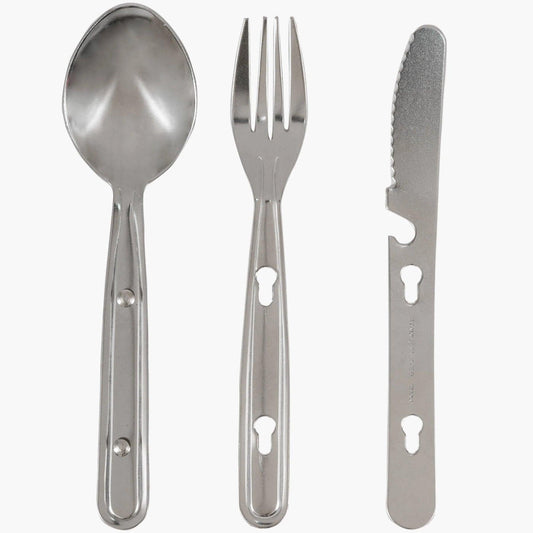 Highlander Knife, Fork, Spoon Clip Set – Stainless Steel Camping Cutlery