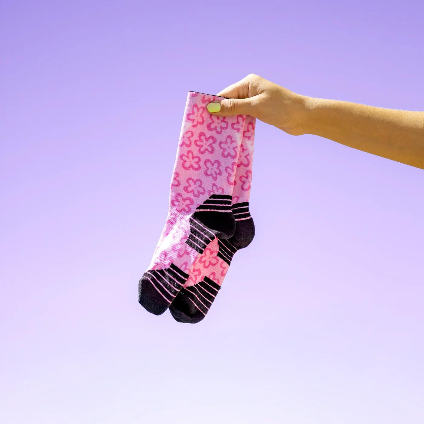 Versus Pink Flower Active Crew Socks