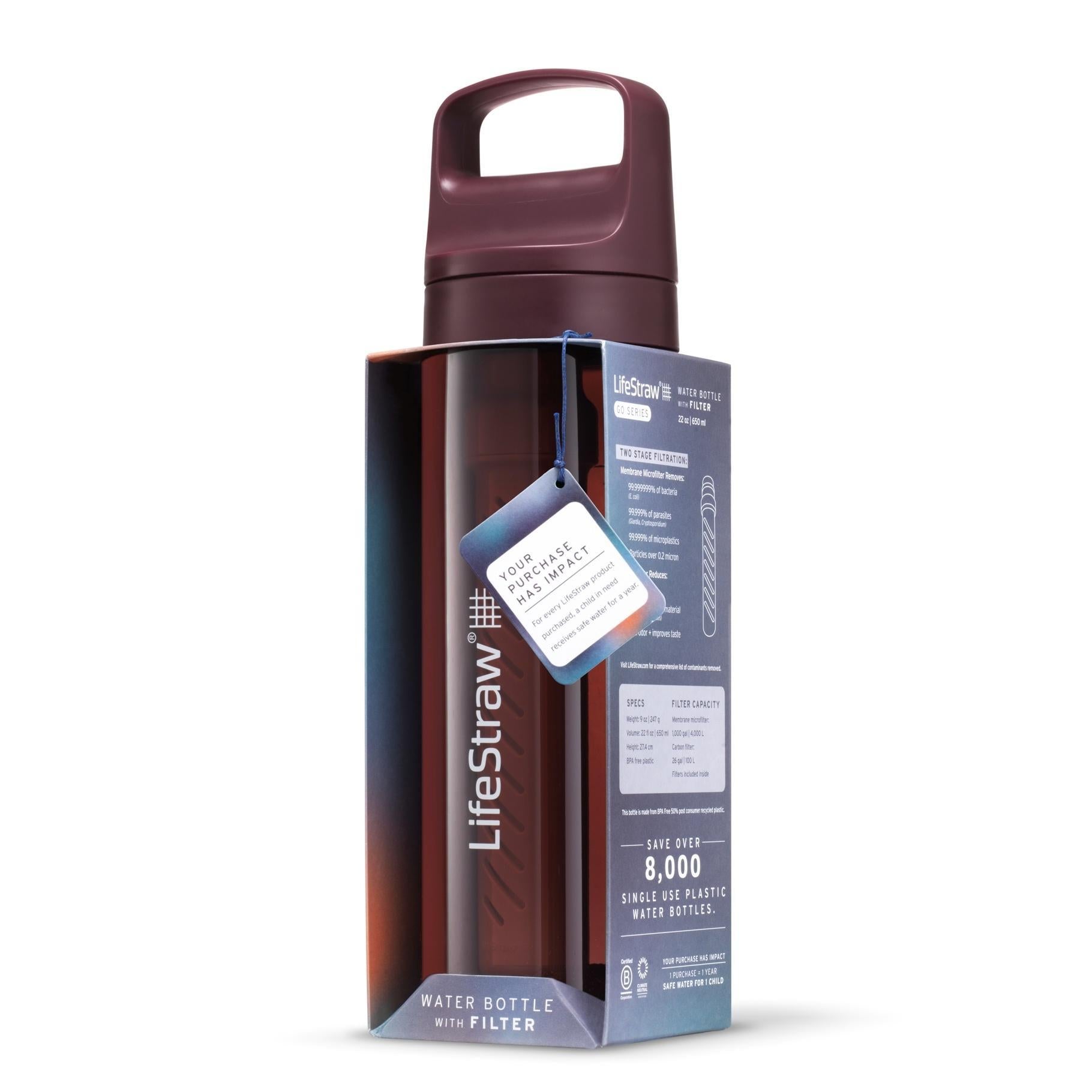 LifeStraw Go 650ml Water Filter Bottle | Tritan Renew Bottle for Hiking & Travel
