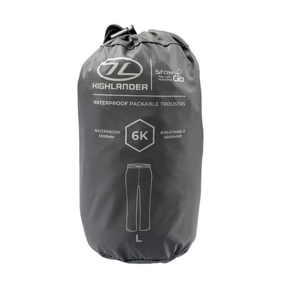 Highlander Stow & Go Waterproof Trousers – Lightweight Packaway Rain Overtrousers
