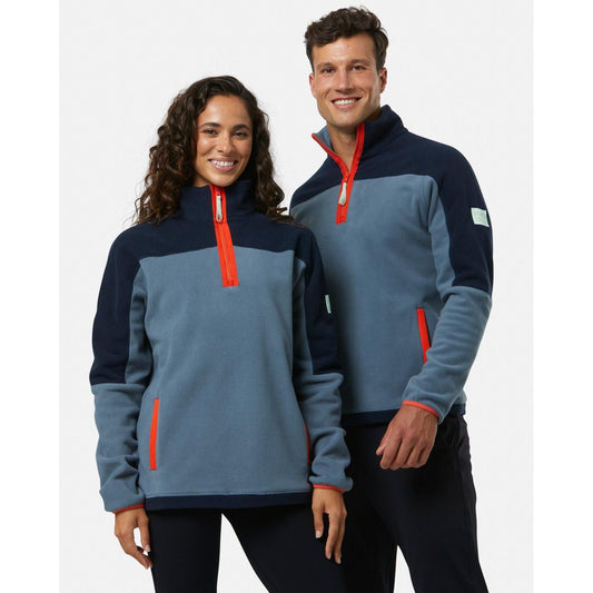 Half Zip Polar Fleece in Stone Blue