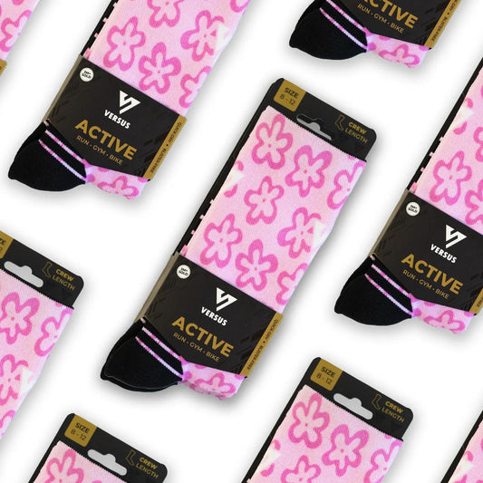 Versus Pink Flower Active Crew Socks
