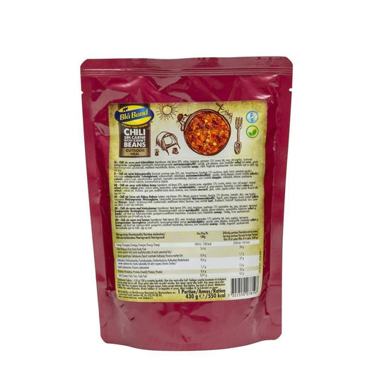 Bla Band Chili Sin Carne with Kidney Beans – 550kcal High Protein Vegan Camping Meal 430g