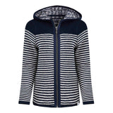 Weird Fish Bianca Full Zip Stripe Eco Macaroni Hoodie Navy