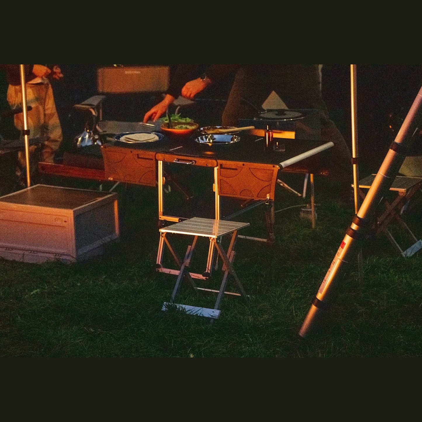 KitchenBox - Complete Camp Kitchen, Includes Stove, Chairs and Cooking Utensils The KitchenBox is a hassle-free kitchen built into a compact box. Easy to carry and designed to fit in your car boot, it sets up in seconds and includes everything you need to