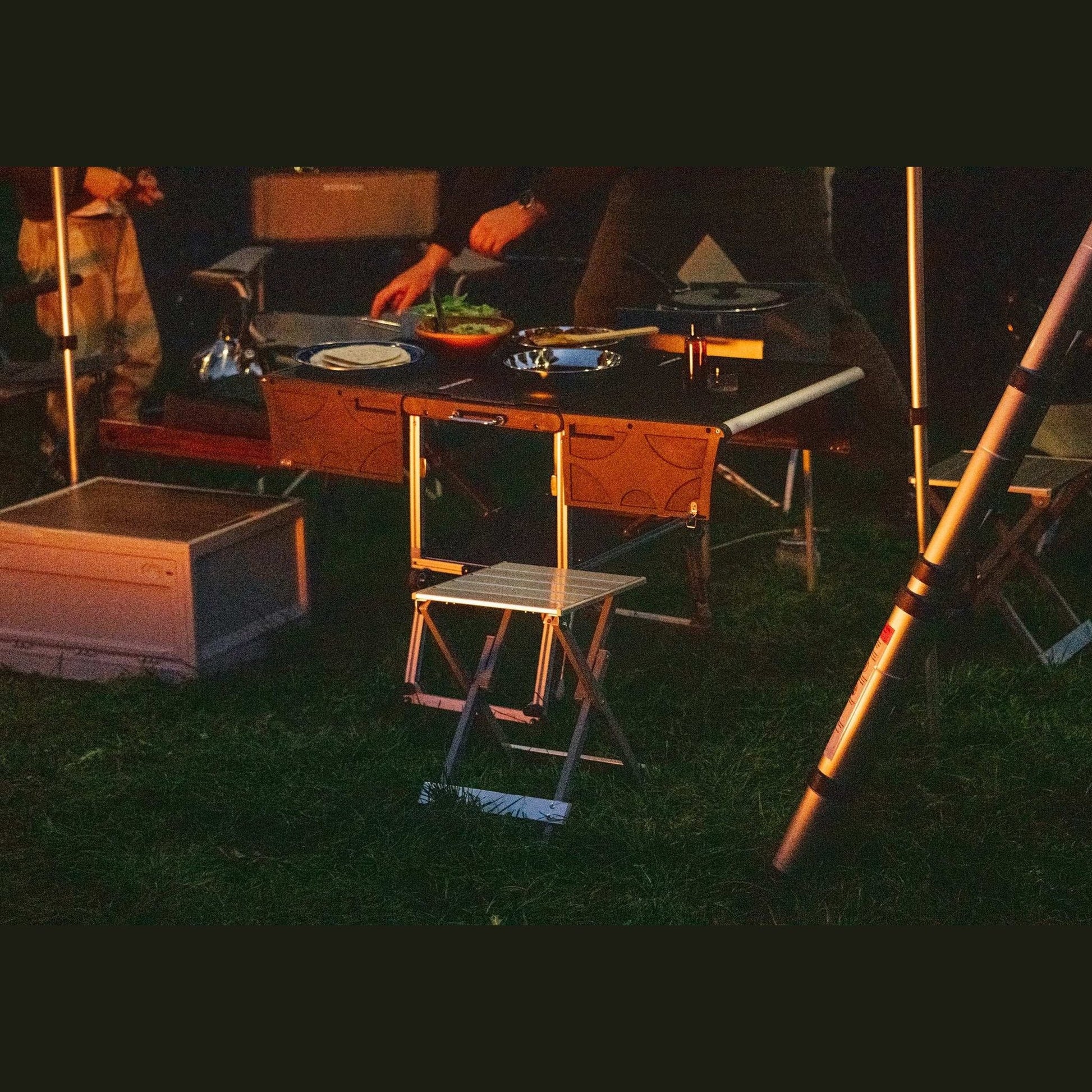 KitchenBox - Complete Camp Kitchen, Includes Stove, Chairs and Cooking Utensils The KitchenBox is a hassle-free kitchen built into a compact box. Easy to carry and designed to fit in your car boot, it sets up in seconds and includes everything you need to