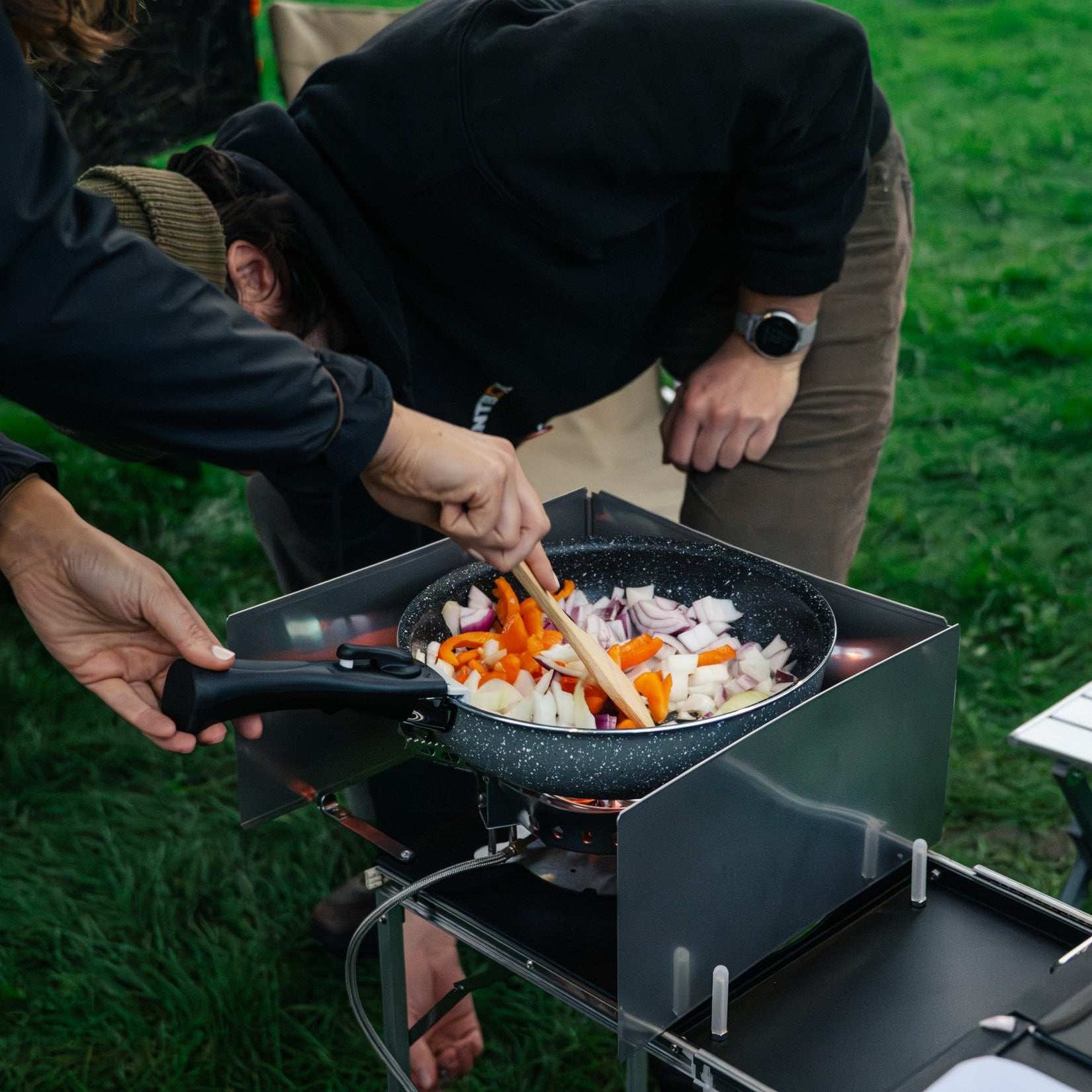 KitchenBox - Complete Camp Kitchen, Includes Stove, Chairs and Cooking Utensils The KitchenBox is a hassle-free kitchen built into a compact box. Easy to carry and designed to fit in your car boot, it sets up in seconds and includes everything you need to