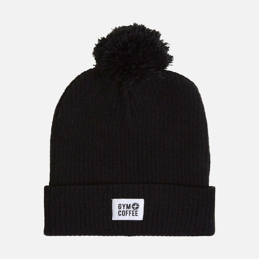 Jet Black Bobble Beanie
