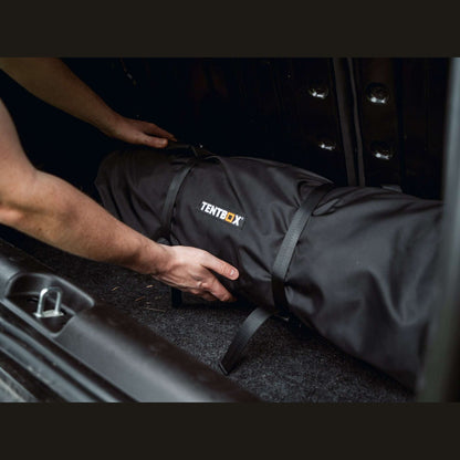 TentBox Living Pod (Lite 2.0) Effortlessly expand your TentBox Lite 2.0 setup with the Living Pod, designed to create a spacious, weatherproof area beneath the fold-out section of your rooftop tent. Whether you're camping in the Scottish Highlands or esca