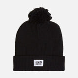 Jet Black Bobble Beanie