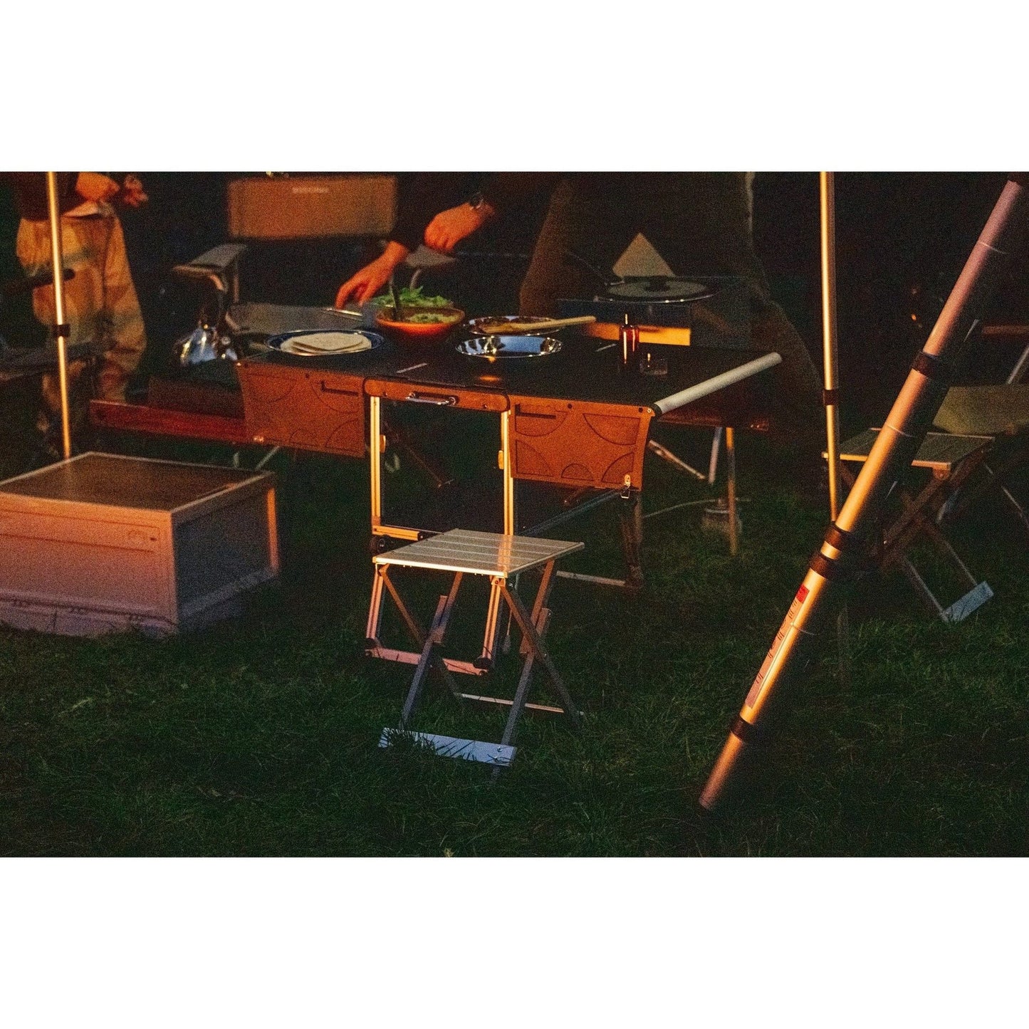 KitchenBox - Complete Camp Kitchen, Includes Stove, Chairs and Cooking Utensils The KitchenBox is a hassle-free kitchen built into a compact box. Easy to carry and designed to fit in your car boot, it sets up in seconds and includes everything you need to