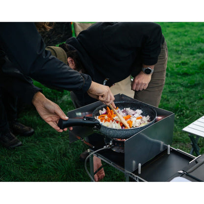KitchenBox - Complete Camp Kitchen, Includes Stove, Chairs and Cooking Utensils The KitchenBox is a hassle-free kitchen built into a compact box. Easy to carry and designed to fit in your car boot, it sets up in seconds and includes everything you need to
