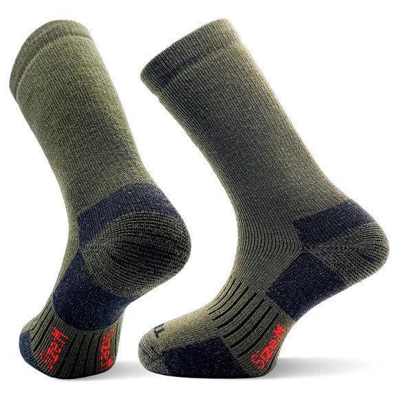 Moggans Full Cushion Merino Crew Socks Green