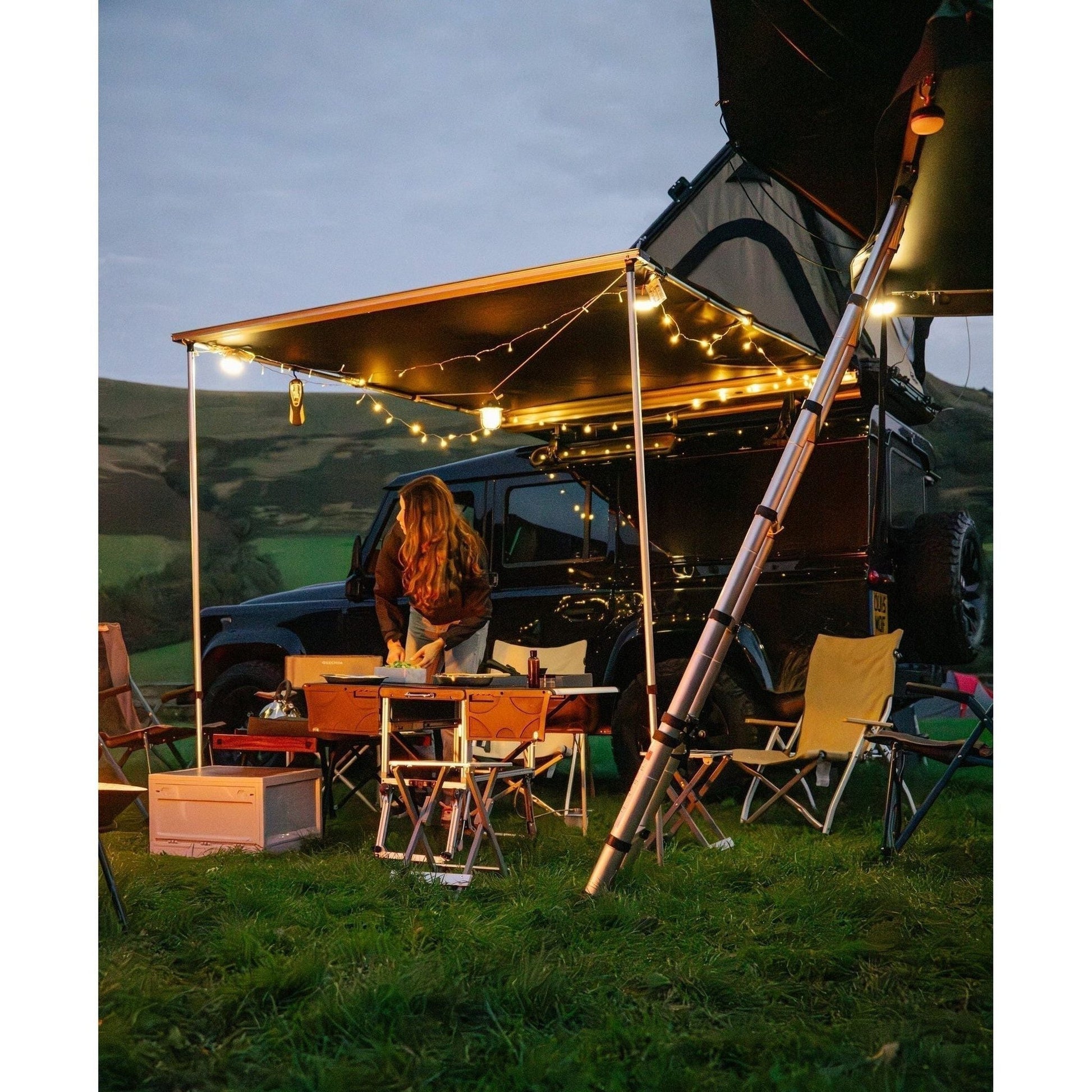KitchenBox - Complete Camp Kitchen, Includes Stove, Chairs and Cooking Utensils The KitchenBox is a hassle-free kitchen built into a compact box. Easy to carry and designed to fit in your car boot, it sets up in seconds and includes everything you need to