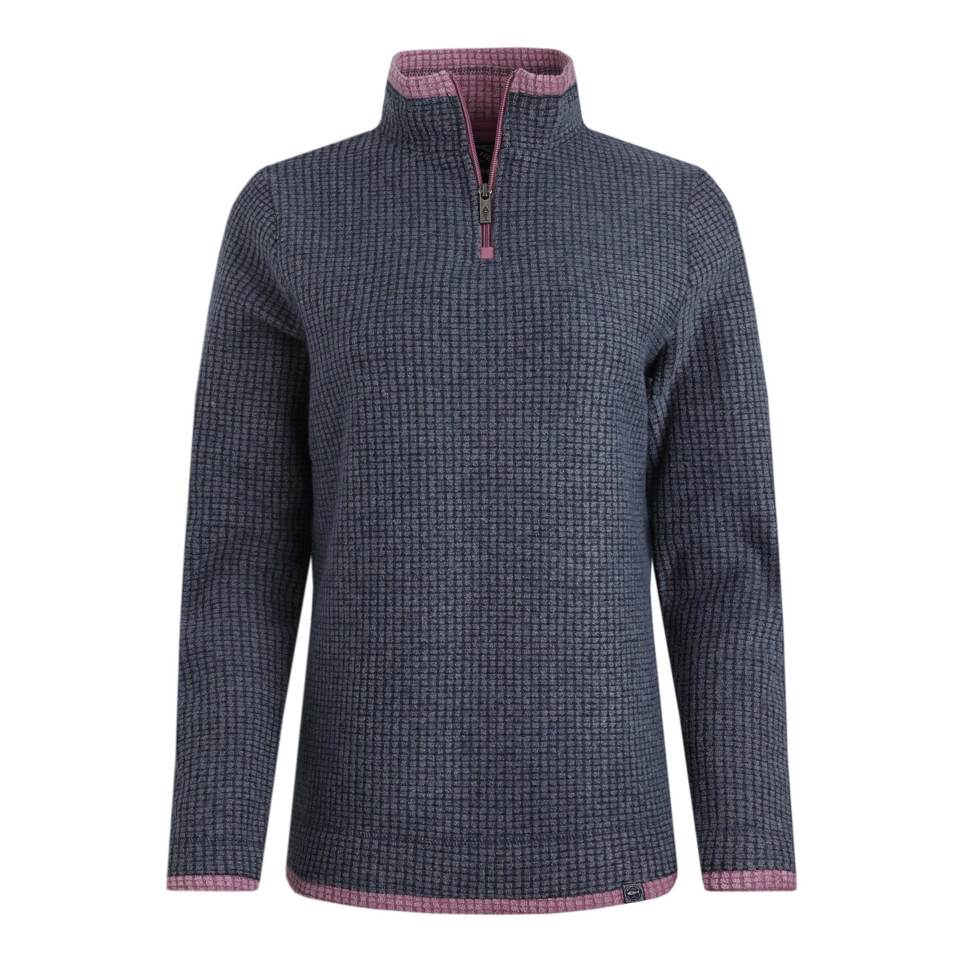 Weird Fish Women's Bey 1/4 Zip Grid Fleece Navy