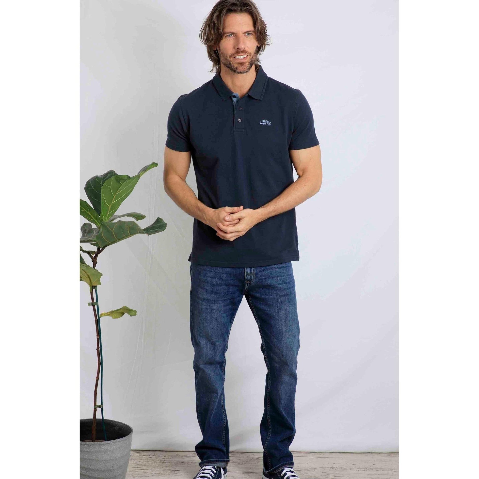 Weird Fish Men's Miles Polo Navy
