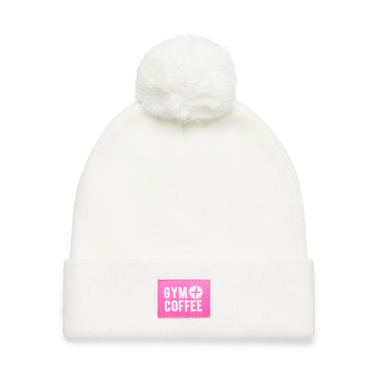 Knit Bobble Beanie in Soft White