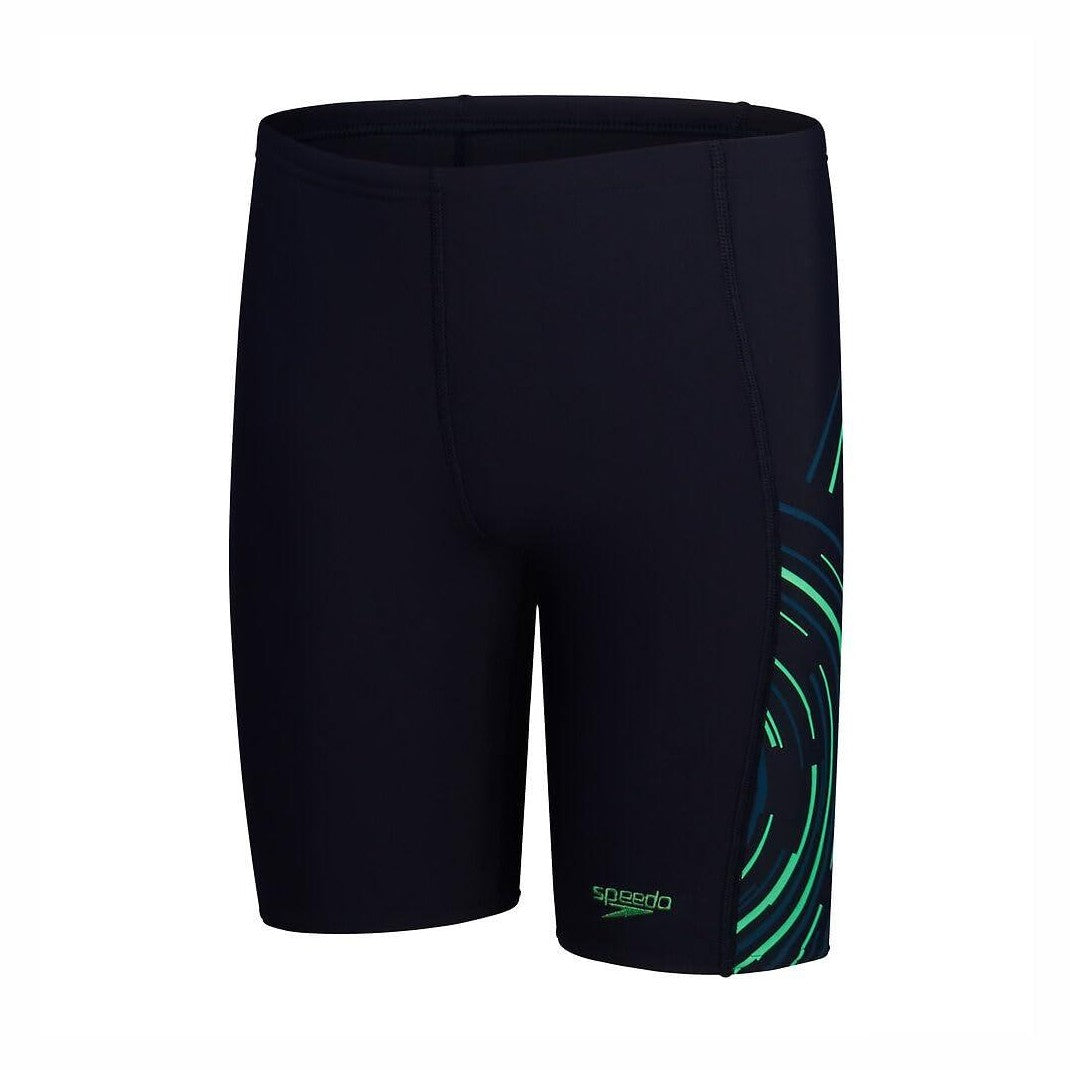 Speedo Boys Plastisol Placement Jammer - True Navy/Harlequin Green/Dark Teal