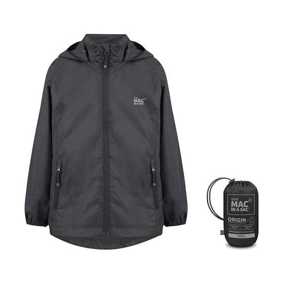 Mac in a Sac Origin 2 Edition Kids Jacket - 10, 000 mm Rated - Highly Breathable 8,000 mm Black