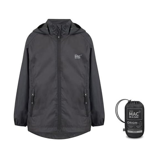 Mac in a Sac Origin 2 Edition Kids Jacket - 10, 000 mm Rated - Highly Breathable 8,000 mm Black