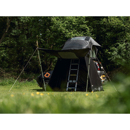 TentBox Living Pod (Lite 2.0) Effortlessly expand your TentBox Lite 2.0 setup with the Living Pod, designed to create a spacious, weatherproof area beneath the fold-out section of your rooftop tent. Whether you're camping in the Scottish Highlands or esca